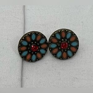 NWOT Elegant Chico’s Copper & Multicolored Southwestern Style Earrings
